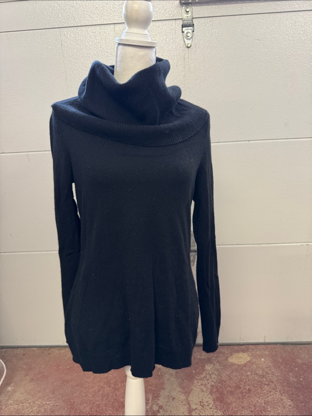 Saks Fifth Avenue Cashmere Black Draped Cowl-Neck Sweater